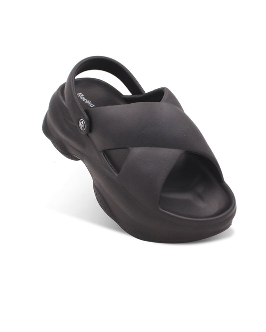 Women’s EVA Criss-Cross Sandals with Back Strap Black