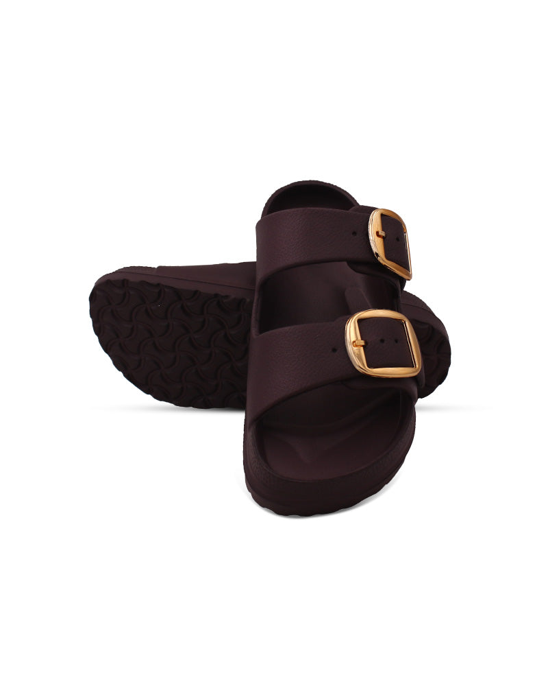 Women's Dual Buckle EVA Slides in Lightweight and Open-Toe Design