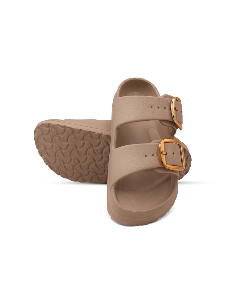 Women's Dual Buckle EVA Slides in Lightweight and Open-Toe Design