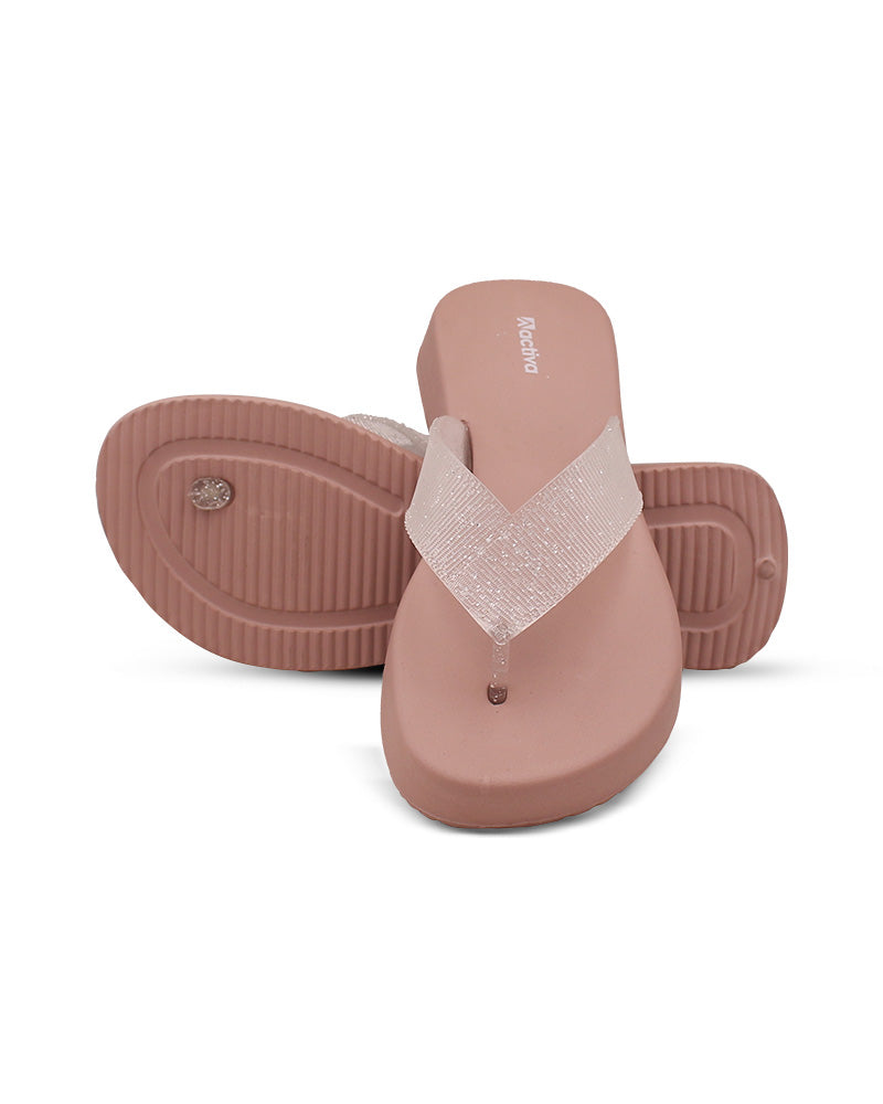 Women's V-Shape Grip Flip-Flops with Thick Heel