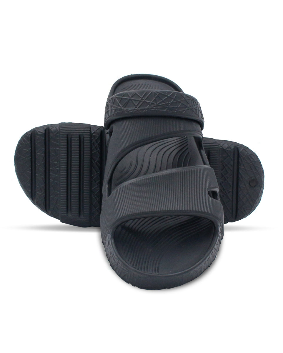 Men's Black and Grey Comfort Sandals | Adjustable Strap Casual Footwear