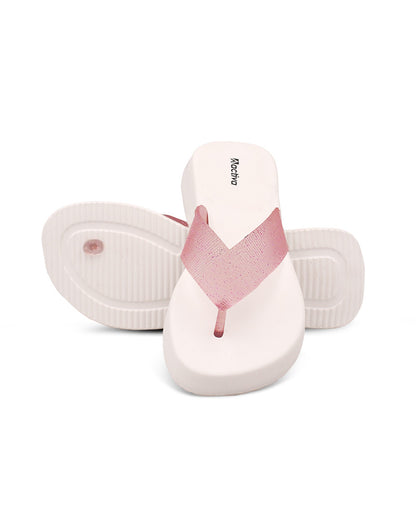 Women's V-Shape Grip Flip-Flops with Thick Heel