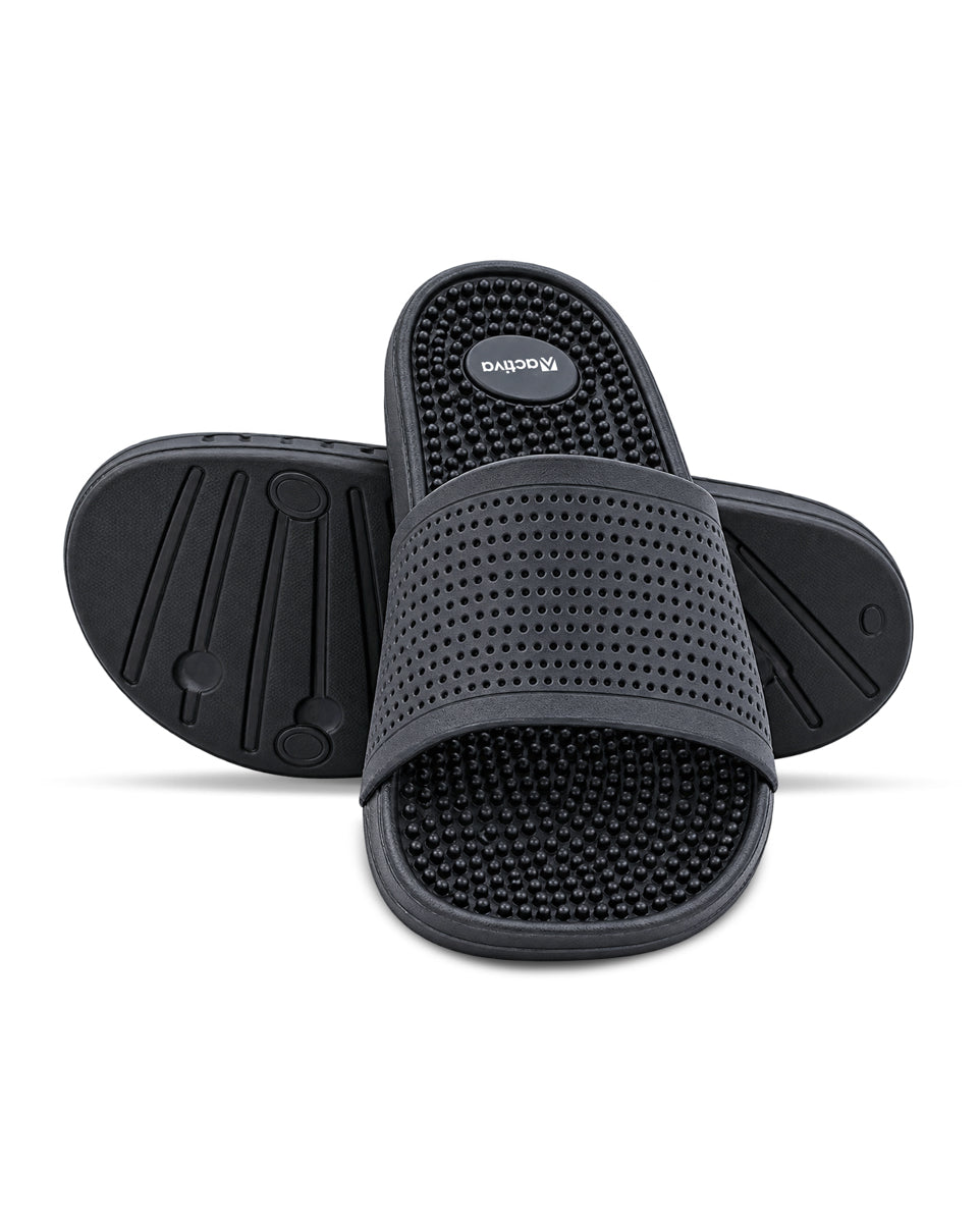Men’s Textured Comfort Slides with Cushioned Footbed | Casual Slip-On Sandals