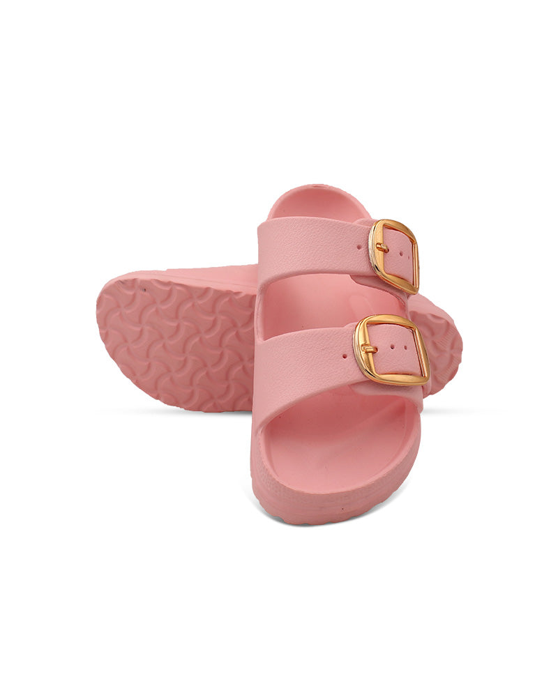 Women's Dual Buckle EVA Slides in Lightweight and Open-Toe Design