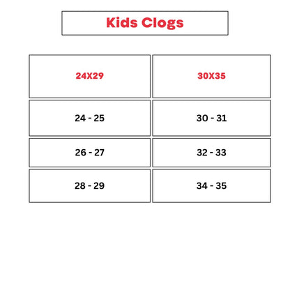 Kids Clogs Size